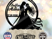 Custom Fantasy Couple Wedding Cake Topper - Personalized Names & Date - Romantic Wedding Decor