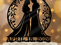 Arwen and Aragorn - Renaissance - Personalized Date - Fantasy Themed - Custom Wedding Cake Topper - OwlTopThat