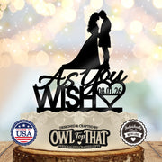 As You Wish Romantic Wedding Cake Topper - Personalized Date - Custom Anniversary Decor