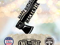 Axe Custom Cake Topper - Personalized Name - Lumberjack Birthday Decor