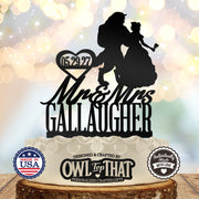 Elegant Beauty And the Beast Fairytale Personalzied Name and Date Custom Wedding Cake Topper