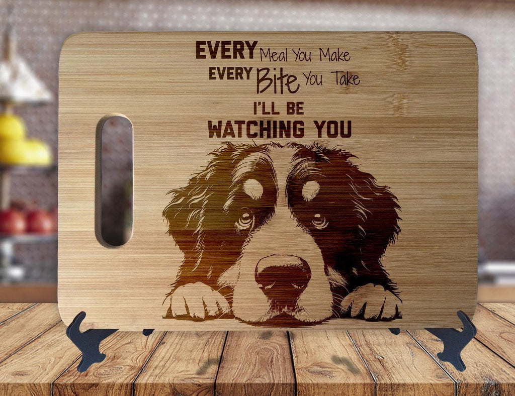 Bernese Mountain Dog - Kitchen Housewarming Wedding Gamer Gift - Custom Engraved Bamboo Display Cutting Board - OwlTopThat