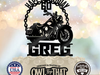 Motorcycle Birthday Cake Topper - Personalized Name and Custom Age - Biker Birthday Gift