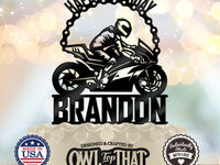 Sportbike Birthday Cake Topper - Personalized Name - Racing Biker Birthday Gift