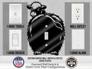 Fluffy Cow Butt Light Switch Plate Cover – Acrylic Pet Room Decor Wall Plate