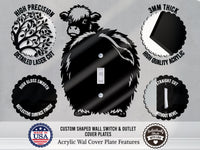 Fluffy Cow Butt Light Switch Plate Cover – Acrylic Pet Room Decor Wall Plate
