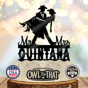 Western Couple Custom Wedding Cake Topper - Personalized Name - Cowboy Cowgirl Weddings