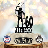Cowboy Man Custom Birthday Cake Topper - Personalized Name & Age - Western Party Themed