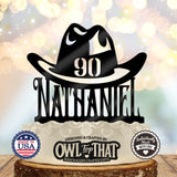 Cowboy Hat Custom Birthday Cake Topper - Personalized Name & Age - Western Party Themed