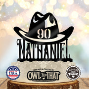 Cowboy Hat Custom Birthday Cake Topper - Personalized Name & Age - Western Party Themed