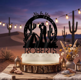 Camping Wedding Cake Topper Outdoors Bride and Groom - OwlTopThat