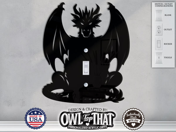 Dragon Wall Switch Cover Plate for Standard Size Toggle, Rocker, Duplex Double Outlet, and Blank Wall Plates - OwlTopThat