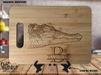 Alligator Monogram Personalized Custom Engraved Anniversary Kitchen Decor Housewarming Wedding Gift Sign Display Cutting Board - OwlTopThat