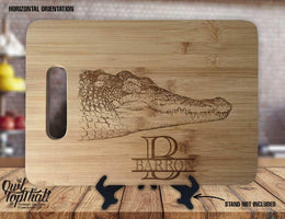 Alligator Monogram Personalized Custom Engraved Anniversary Kitchen Decor Housewarming Wedding Gift Sign Display Cutting Board - OwlTopThat