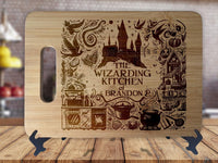 Wizarding Kitchen - Personalized Name - Kitchen Housewarming Wedding Gift Sign - Custom Engraved Bamboo Display Cutting Board - OwlTopThat