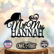 Firefighter Mr & Mrs – Personalized Last Name & Date Wedding Cake Topper - OwlTopThat