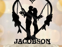 Fishing Wedding Cake Topper Fishing Couple - OwlTopThat