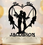 Fishing Wedding Cake Topper Fishing Couple - OwlTopThat