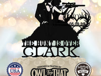 Hunting Couple Custom Wedding Cake Topper - Outdoor Adventure Themed - Personalized Name & Date - Hunting and Camping Couple Cake Topper - OwlTopThat