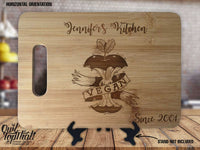 Vegan - Personalized Name & Date - Kitchen Housewarming Wedding Gift Sign - Custom Engraved Bamboo Display Cutting Board - OwlTopThat