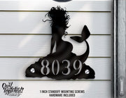 Mermaid Personalized House Number Outdoor Indoor Floating Acrylic Signage with 1 inch Standoff Mounting Screws - OwlTopThat