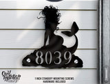 Mermaid Personalized House Number Outdoor Indoor Floating Acrylic Signage with 1 inch Standoff Mounting Screws - OwlTopThat