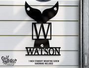 Nautical Whale Personalized Name Initial with House Numbers Outdoor Indoor Floating Acrylic Signage with 1 inch Standoff Mounting Screws - OwlTopThat