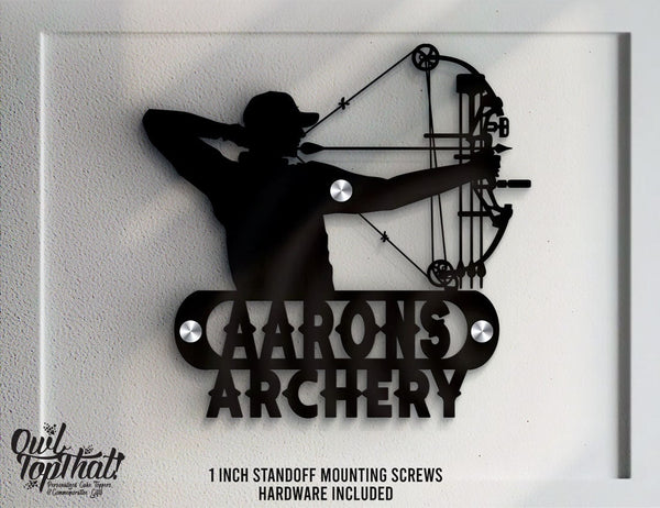 Archer Personalized Room Door Sign Custom Name Floating Acrylic Signage Name Sign Decor with 1 inch Standoff Mounting Screws - OwlTopThat