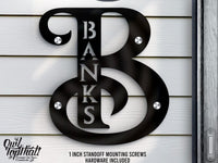 Family Monogram Letter Personalized with House Number or Name Outdoor Indoor Floating Acrylic Signage with 1 inch Standoff Mounting Screws - OwlTopThat