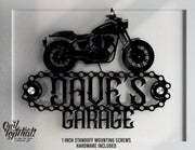 Motorcycle Sign Personalized Biker Name Custom Sign Harley Housewarming Gift For Biker with 1 inch Standoff Mounting Screws - OwlTopThat