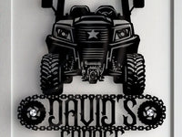 Side by Side UTV ROV OHV Buggy Personalized with Name Sign Small Engine Garage Shop Custom Signage with 1 inch Standoff Mounting Screws - OwlTopThat