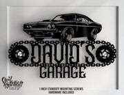 Muscle Car American Muscle Car Personalized with Name Sign Performance Cars Garage Shop Custom Signage with 1 inch Standoff Mounting Screws - OwlTopThat