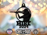 Hunting Hunter Rifle Sportsman Custom Name Tag Ornament - Personalized Name & Date - Gift Tags, Event Markers, Holiday Ornaments and More - OwlTopThat
