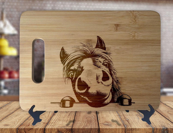 Horse Western - Anniversary Kitchen Decor Housewarming Wedding Gift Sign - Engraved Bamboo Display Cutting Board - OwlTopThat