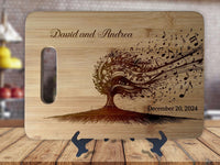 Music Lovers - Personalized Names & Date - Anniversary Kitchen Housewarming Wedding Gift Sign - Custom Engraved Bamboo Display Cutting Board - OwlTopThat