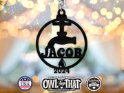Plumber Handyman Repairman Name Tag Ornament - Personalized Name & Date - Gift Tags, Event Markers, Holiday Ornaments, Bag Tags, and More - OwlTopThat