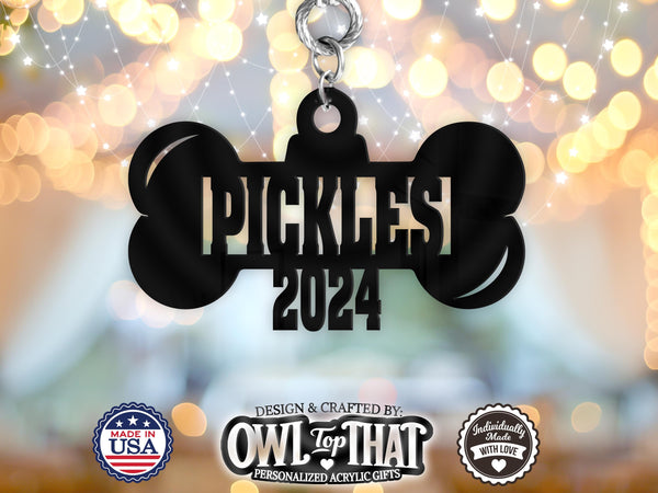 Pet Dog Bone Name Tag Ornament- Personalized Name & Date - Gift Tags, Event Markers, Holiday Ornaments, Bag Tags, and More Personalized - OwlTopThat