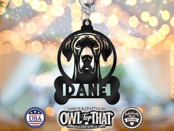 Pet Great Dane Dog Bone Custom Name Tag Ornament - Personalized Name & Date - Gift Tags, Event Markers, Holiday Ornaments and More - OwlTopThat
