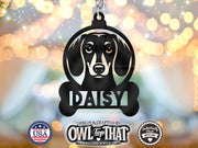 Pet Dachshund Wiener Dog Breed Bone Custom Name Tag Ornament - Personalized Name & Date - Gift Tags, Holiday Ornaments and More - OwlTopThat