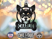 Pet Chihuahua Dog Breed Bone Custom Name Tag Ornament - Personalized Name & Date - Gift Tags, Holiday Ornaments and More - OwlTopThat