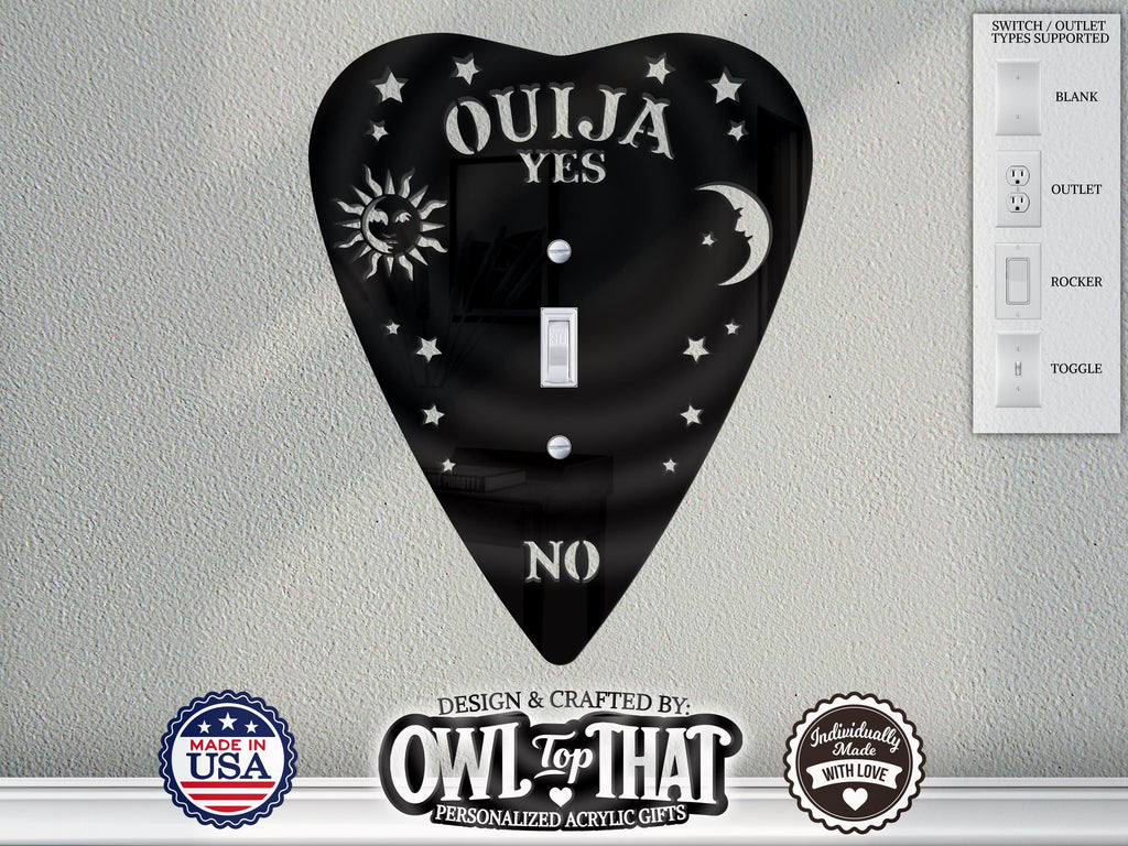 Ouija Planchette Oversized Wall Switch Cover Plate for Standard Size Toggle, Rocker, Duplex Double Outlet, and Blank Wall Plates - OwlTopThat
