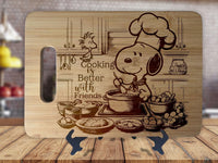 Beagle Cooking is Better with Friends - Kitchen Housewarming Wedding Gamer Gift - Custom Engraved Bamboo Display Cutting Board - OwlTopThat