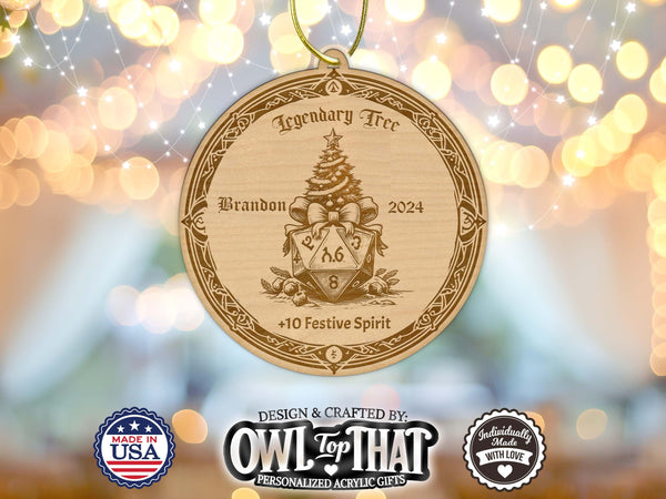 Dungeons and Dragons Ornament Custom Name Tag Wood Ornament - Personalized Name & Date - Gift Tags, Event Markers, Stocking Name tag - OwlTopThat