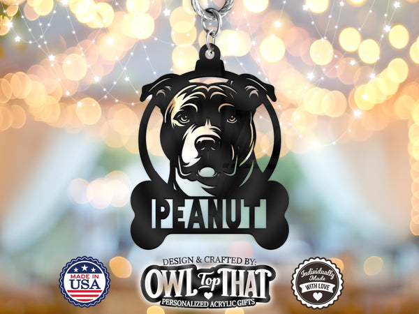 Pet Pit Bull Dog Bone Custom Name Tag Ornament - Personalized Name & Date - Gift Tags, Event Markers, Holiday Ornaments and More - OwlTopThat