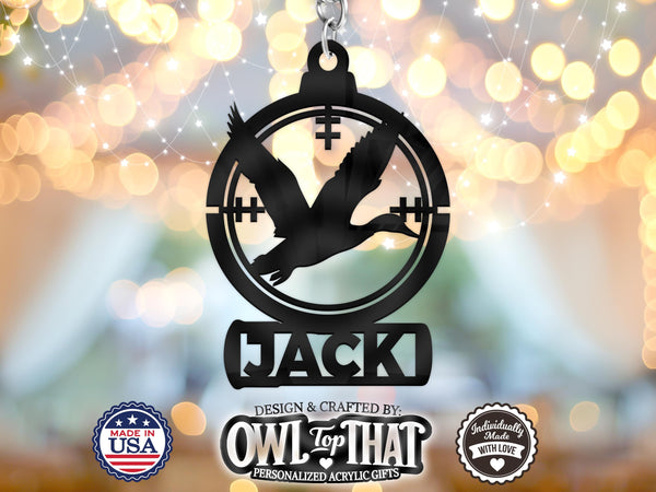 Duck Hunting Fishing Custom Name Tag Ornament - Personalized Name - Gift Tags, Event Markers, Holiday Ornaments and More - OwlTopThat