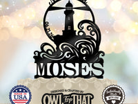 Lighthouse Coastal Romance – Personalized Last Name & Date Wedding Cake Topper - OwlTopThat