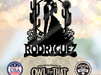 Western Desert Couple – Personalized Last Name Wedding Cake Topper - OwlTopThat