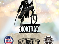 Pirate Party Male – Personalized Name & Age Birthday Cake Topper - OwlTopThat