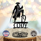 Pirate Party Male – Personalized Name & Age Birthday Cake Topper - OwlTopThat
