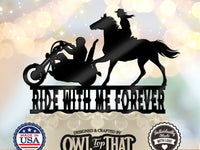 Ride With Me Forever – Motorcycle & Horse Wedding Cake Topper - OwlTopThat